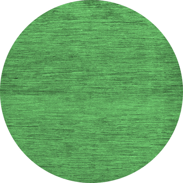 Round Machine Washable Abstract Emerald Green Modern Area Rugs, wshabs138emgrn