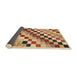 Sideview of Abstract Chrome Gold Yellow Checkered Rug, abs139