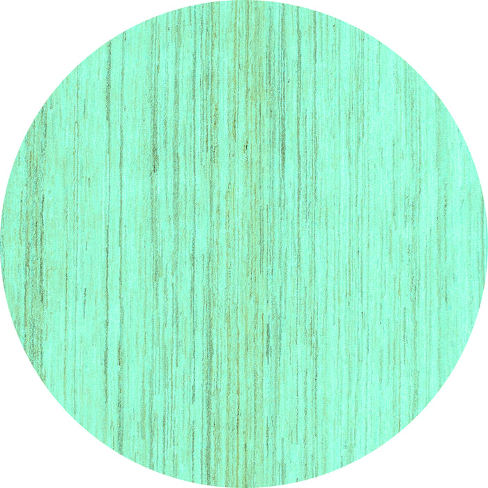 Round Machine Washable Solid Turquoise Modern Area Rugs, wshabs1390turq