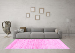 Machine Washable Solid Pink Modern Rug in a Living Room, wshabs1390pnk