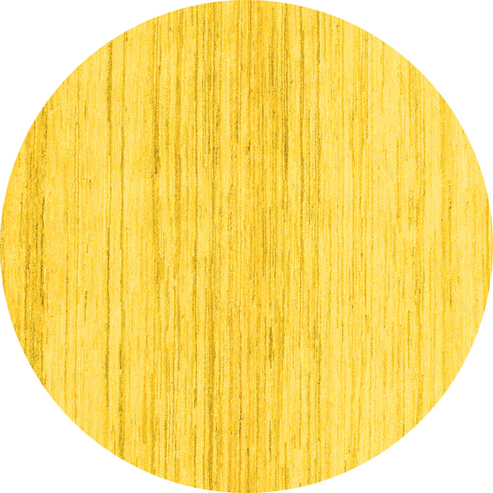 Round Machine Washable Solid Yellow Modern Rug, wshabs1390yw