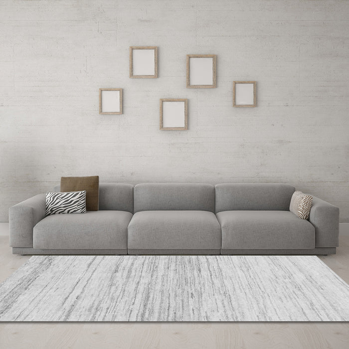Machine Washable Solid Gray Modern Rug in a Living Room,, wshabs1390gry