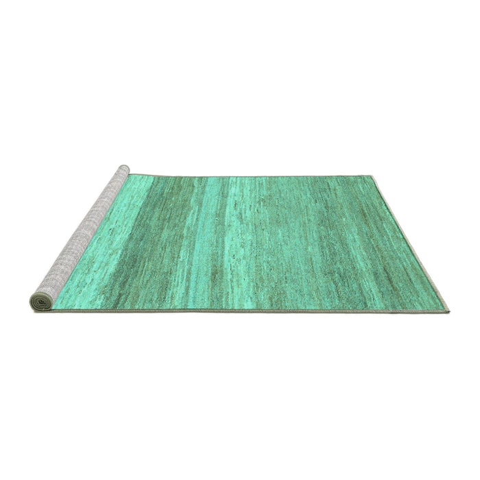 Sideview of Machine Washable Abstract Turquoise Modern Area Rugs, wshabs1391turq