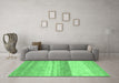 Machine Washable Abstract Emerald Green Modern Area Rugs in a Living Room,, wshabs1391emgrn