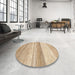 Round Machine Washable Abstract Brown Rug in a Office, wshabs1391