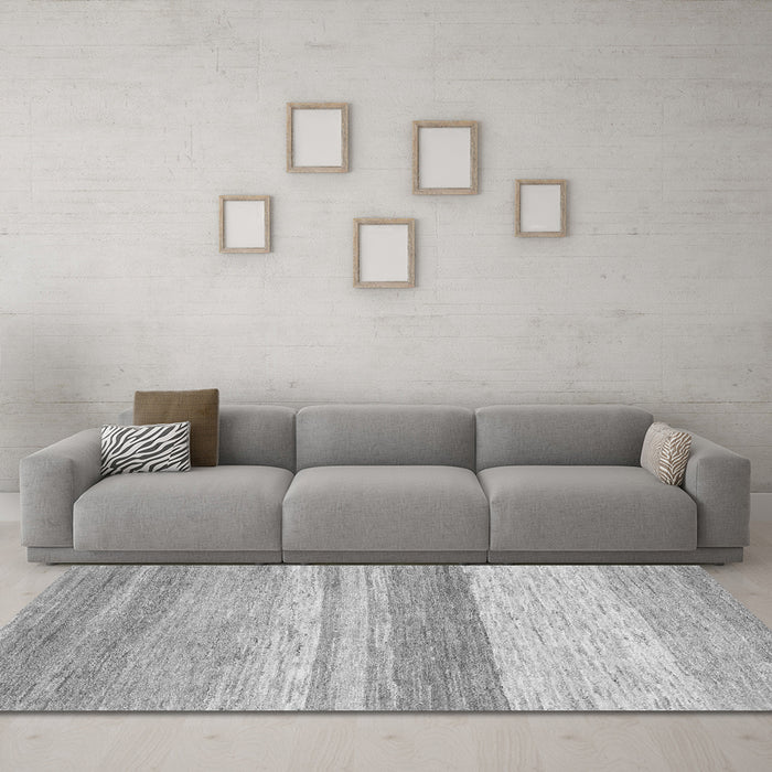 Machine Washable Abstract Gray Modern Rug in a Living Room,, wshabs1391gry
