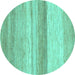 Round Machine Washable Abstract Turquoise Modern Area Rugs, wshabs1391turq