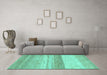 Machine Washable Abstract Turquoise Modern Area Rugs in a Living Room,, wshabs1391turq