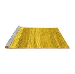 Sideview of Machine Washable Abstract Yellow Modern Rug, wshabs1391yw