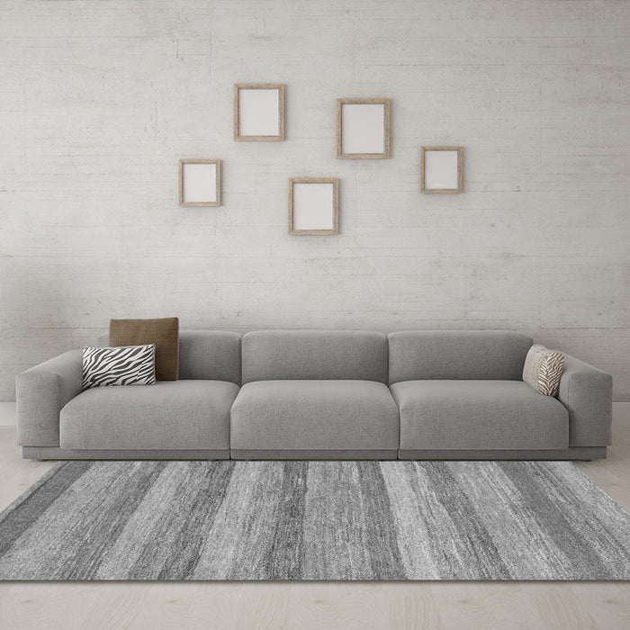 Machine Washable Abstract Gray Modern Rug in a Living Room,, wshabs1392gry