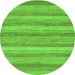 Round Machine Washable Abstract Green Modern Area Rugs, wshabs1392grn