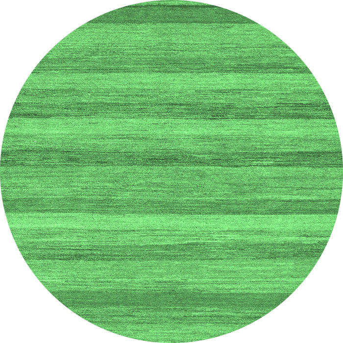 Round Machine Washable Abstract Emerald Green Modern Area Rugs, wshabs1392emgrn