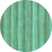 Round Abstract Turquoise Modern Rug, abs1392turq