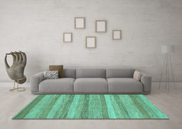 Machine Washable Abstract Turquoise Modern Area Rugs in a Living Room,, wshabs1392turq