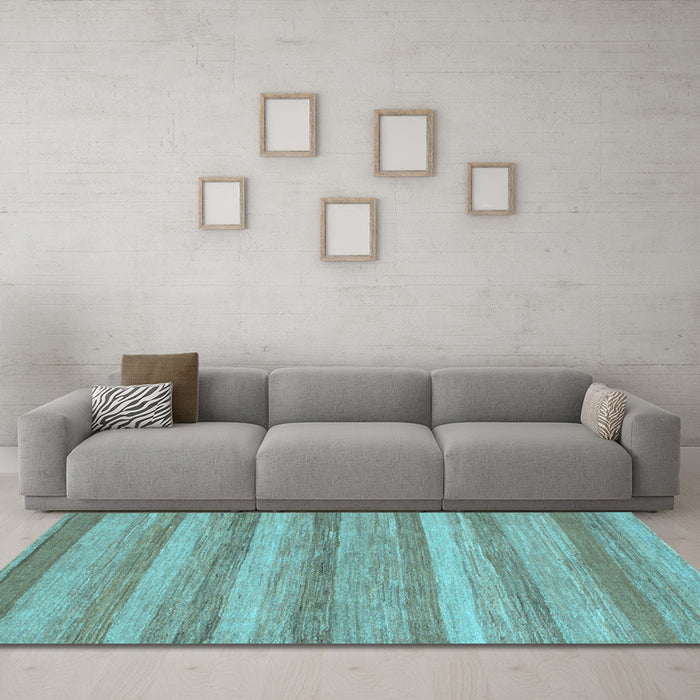 Machine Washable Abstract Light Blue Modern Rug in a Living Room, wshabs1392lblu