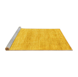 Sideview of Machine Washable Abstract Yellow Modern Rug, wshabs1393yw