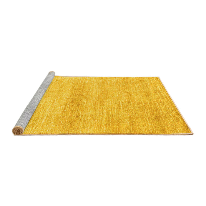 Sideview of Machine Washable Abstract Yellow Modern Rug, wshabs1393yw