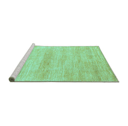 Sideview of Machine Washable Abstract Turquoise Modern Area Rugs, wshabs1393turq