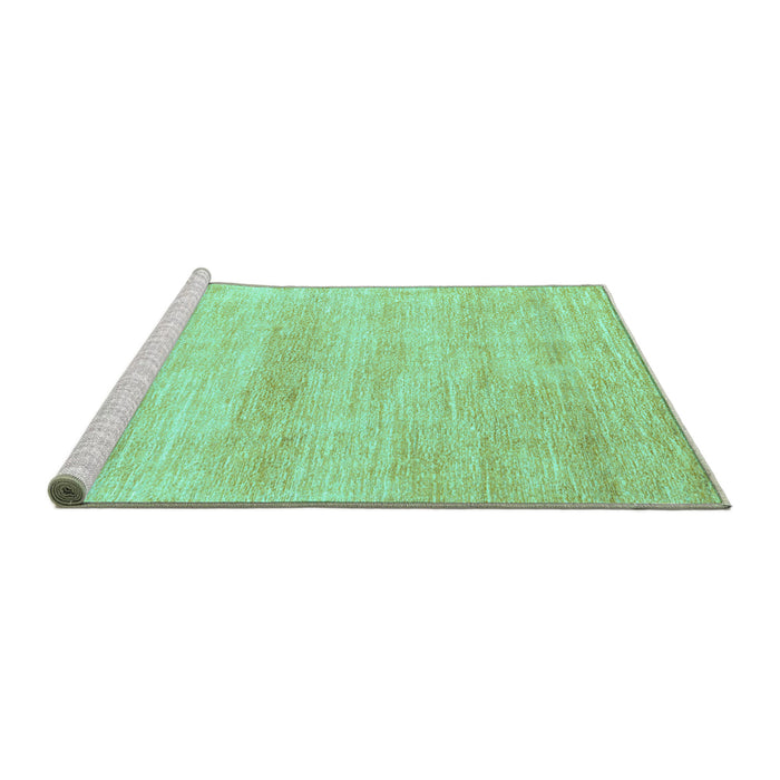 Sideview of Machine Washable Abstract Turquoise Modern Area Rugs, wshabs1393turq