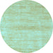 Round Abstract Light Blue Modern Rug, abs1393lblu