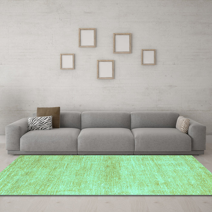 Machine Washable Abstract Turquoise Modern Area Rugs in a Living Room,, wshabs1393turq