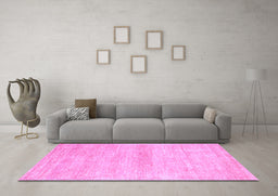 Machine Washable Abstract Purple Modern Area Rugs in a Living Room, wshabs1393pur