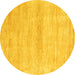 Round Abstract Yellow Modern Rug, abs1393yw