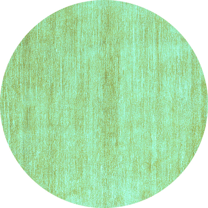 Round Machine Washable Abstract Turquoise Modern Area Rugs, wshabs1393turq