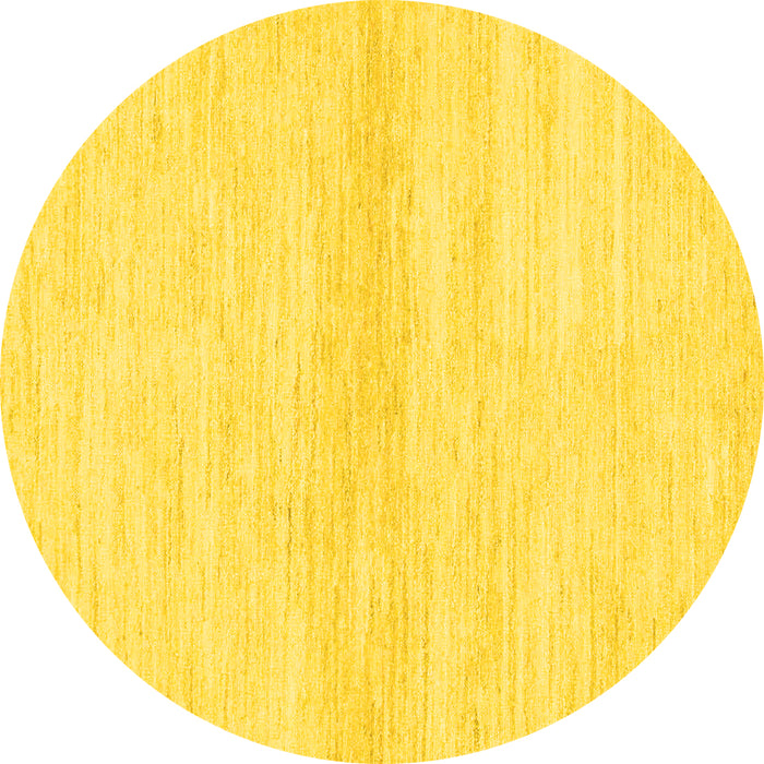 Round Machine Washable Solid Yellow Modern Rug, wshabs1394yw