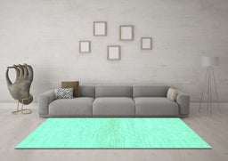 Machine Washable Solid Turquoise Modern Area Rugs in a Living Room,, wshabs1394turq
