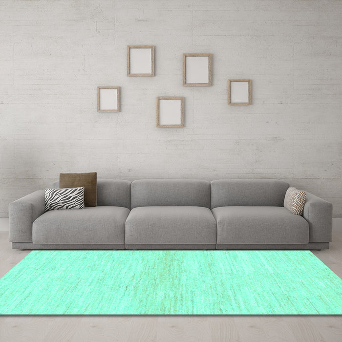 Machine Washable Solid Turquoise Modern Area Rugs in a Living Room,, wshabs1394turq