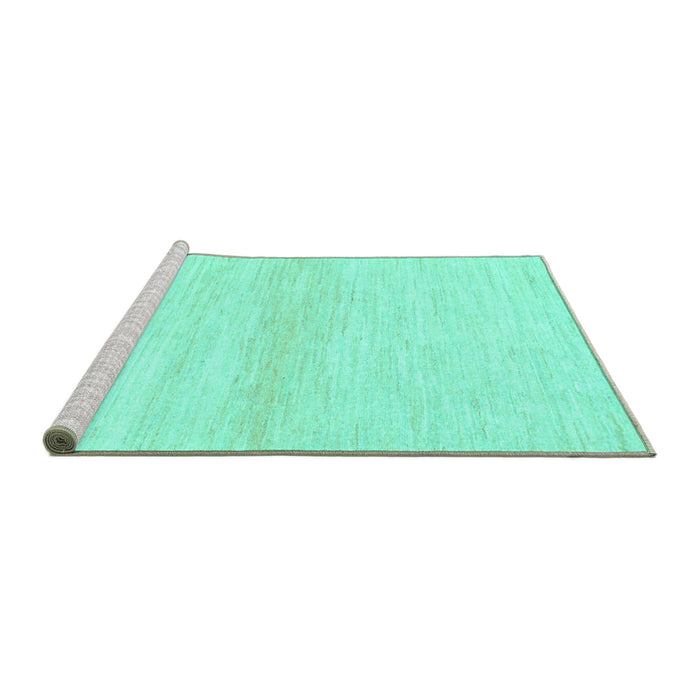 Sideview of Machine Washable Solid Turquoise Modern Area Rugs, wshabs1394turq