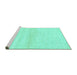 Sideview of Machine Washable Solid Turquoise Modern Area Rugs, wshabs1394turq