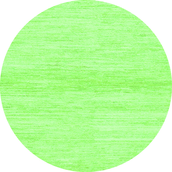 Round Machine Washable Solid Green Modern Area Rugs, wshabs1394grn