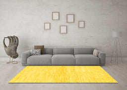 Machine Washable Solid Yellow Modern Rug in a Living Room, wshabs1394yw