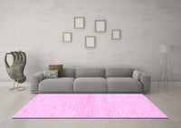 Machine Washable Solid Pink Modern Rug, wshabs1394pnk