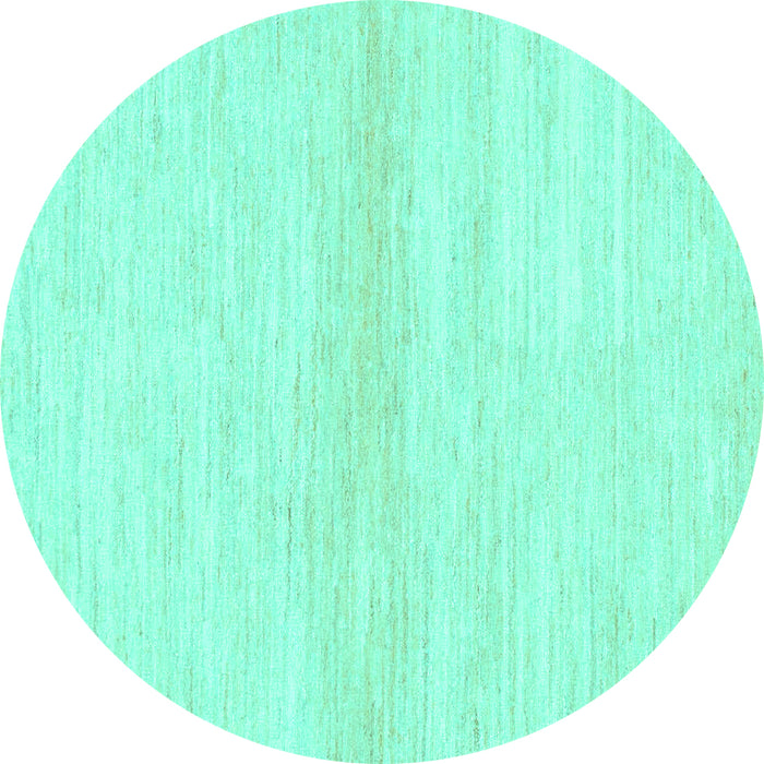 Round Machine Washable Solid Turquoise Modern Area Rugs, wshabs1394turq