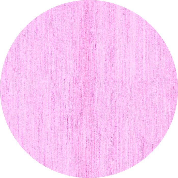 Round Machine Washable Solid Pink Modern Rug, wshabs1394pnk