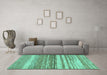 Machine Washable Abstract Turquoise Modern Area Rugs in a Living Room,, wshabs1395turq