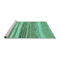 Sideview of Machine Washable Abstract Turquoise Modern Area Rugs, wshabs1395turq