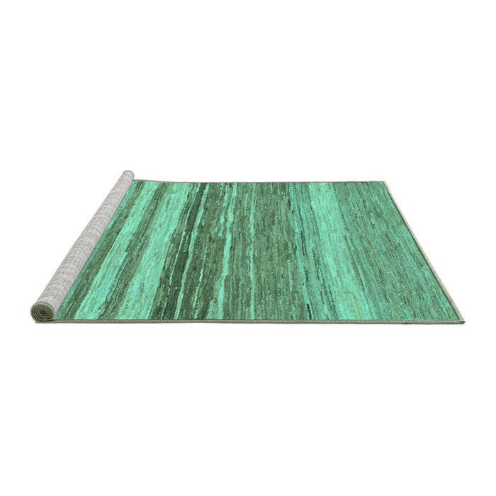 Sideview of Machine Washable Abstract Turquoise Modern Area Rugs, wshabs1395turq