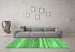 Machine Washable Abstract Emerald Green Modern Area Rugs in a Living Room,, wshabs1395emgrn