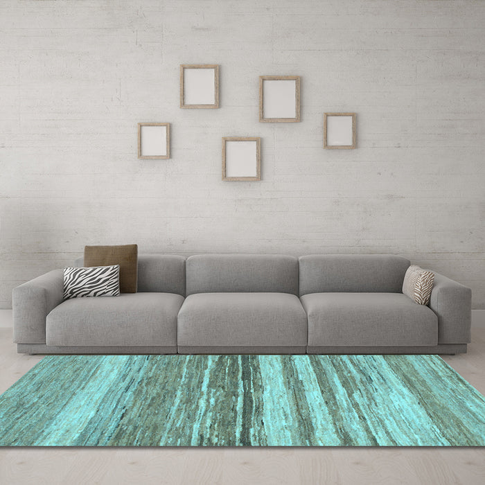 Machine Washable Abstract Light Blue Modern Rug in a Living Room, wshabs1395lblu