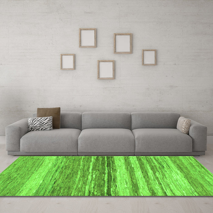 Machine Washable Abstract Green Modern Area Rugs in a Living Room,, wshabs1395grn