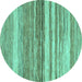 Round Abstract Turquoise Modern Rug, abs1395turq