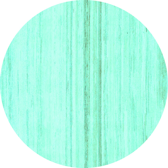 Round Machine Washable Solid Turquoise Modern Area Rugs, wshabs1396turq