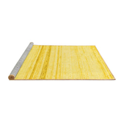 Sideview of Machine Washable Solid Yellow Modern Rug, wshabs1396yw