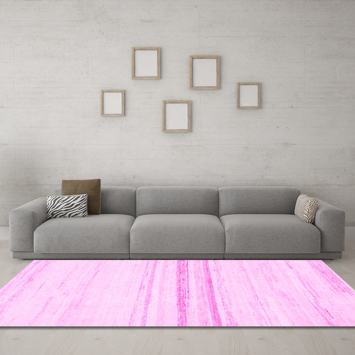 Machine Washable Solid Pink Modern Rug in a Living Room, wshabs1396pnk