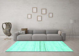Machine Washable Solid Turquoise Modern Area Rugs in a Living Room,, wshabs1396turq