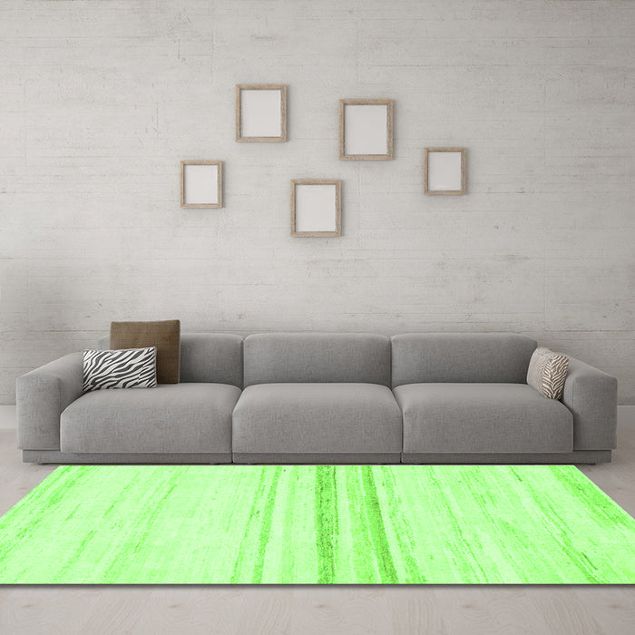 Machine Washable Solid Green Modern Area Rugs in a Living Room,, wshabs1396grn